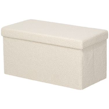HOMCOM Storage Bench, Folding Bench, Upholstered Bench with Velvet Look, Ottoman Bench for Entrance Hall, Bedroom, Living Room, 76 x 38 x 38 cm Cream White | Aosom