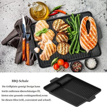 LADAMI Корейський BBQ-гриль для газової плити, антипригарна прямокутна сковорода-гриль для кемпінгу, для приміщень і вулиці