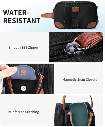 Чоловіча дорожня косметичка ECOHUB, водонепроникна, з відділенням для мокрого одягу, з ремінцями, з перероблених матеріалів, з подвійною блискавкою (Синьо-зелений, Чорний)