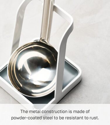 Yamazaki 2248 TOWER Ladle & Pot Lid Stand, White, Steel, Minimalist Design, 10 x 10 x 15 cm (LxWxH)