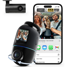 Відеореєстратор 70mai Dash Cam 4K Omni: 4K+1080P, 360° огляд, Dual STARVIS 2 HDR, GPS, WiFi, 4G LTE, 24/7 запис, AI-розпізнавання, нічне бачення, 128GB SD-карта