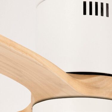 Вентилятор стельовий Windcalm M з ABS корпусом, білий, з імітацією темного дерева, з Wi-Fi та пультом, тихий, 40W, діаметр 132 см, 6 швидкостей, таймер 1-4 год, DC-двигун, режим літо/зима (без освітлення)