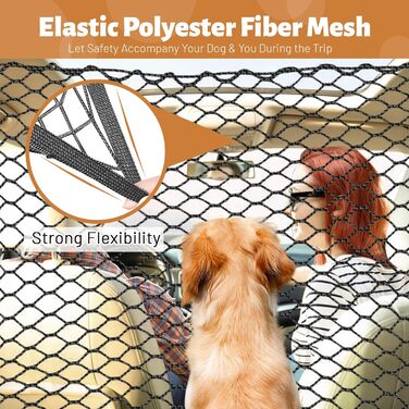 Автобар'єр для собак, сітка-перегородка для заднього сидіння авто, 130 x 89 см (51'' x 35'')