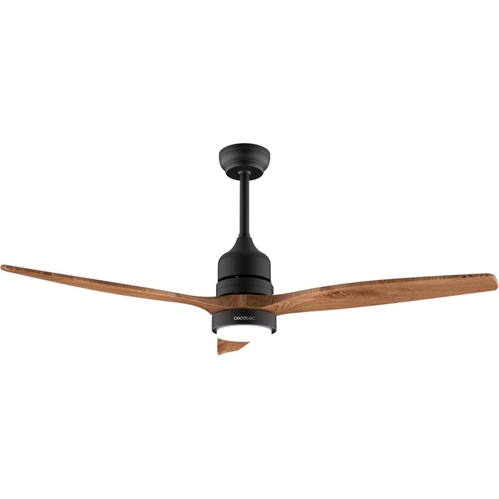 Стельовий вентилятор з підсвічуванням Cecotec EnergySilence Aero 5275 DarkWood 40W, 52 дюйми, DC мотор, пульт, LED, таймер, режими зима/літо, регульована висота, чорний колір