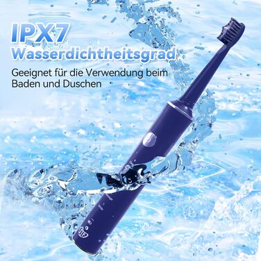 Електрична звукова зубна щітка JTF з очищувачем язика, 8 насадок, 5 режимів, Smart Memory, таймер 2 хв, IPX7, бездротова зарядка, для дорослих (блакитна) + очищувач язика