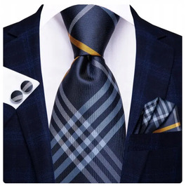 Елегантний набір: синтетична шовкова краватка, затичка та кишенькова хустка з жакардовим візерунком