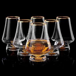 Набір склянок для віскі DUJUST (4 шт., 205 мл) з 24K золотом, Snifter для бренді/коньяку/бурбону/текіли/скотчу, BPA-free, без свинцю