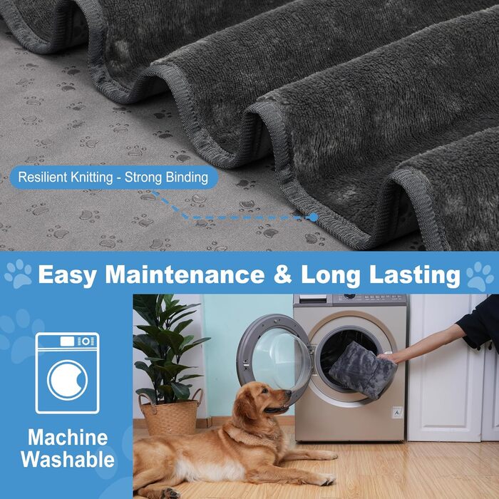 Водонепроникний плед для собак 100x120 см, миючий, з фланцевої тканини, для диванів та ліжок, з неслизьким покриттям, теплий, м'який, захист від протікань, захист меблів для собак та котів (M 100x120 см)