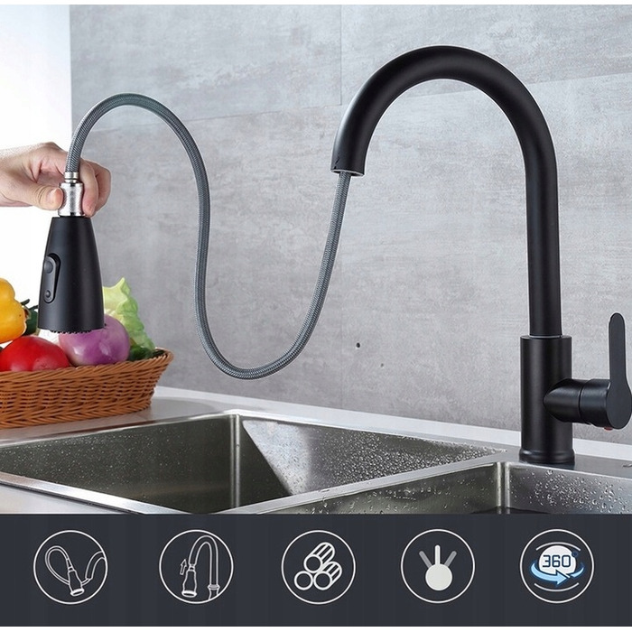 Змішувач для кухні до冊овий Dalmo BLACK, чорний