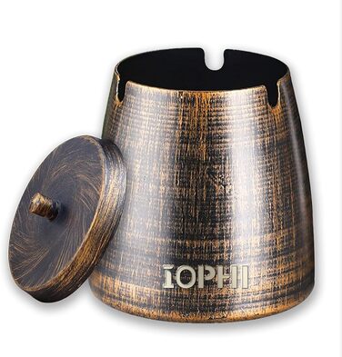 Стакан для сигарет з кришкою, для дому та вулиці, нержавіюча сталь, вітрозахисний, для садів, барів, офісів (великий)