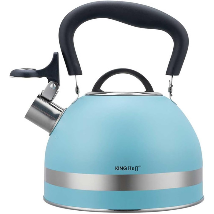 Чайник Kinghoff 1.8L з нержавіючої сталі, Induktion, з свистком, матовий синій, KH-1857
