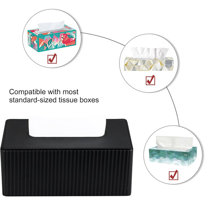 Стильна коробочка для серветок KingFOM з PU шкіри (чорна, прямокутна) – для вітальні, ванної кімнати та офісу