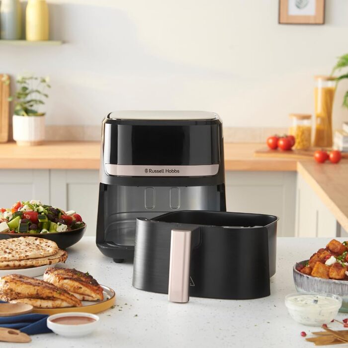 Russell Hobbs Rapid Air Fryer 4.3L - Quiet & Compact Air Fryer with 9 Programs, Touchscreen, Grill, Bake & Fry
