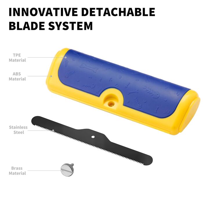 Щітка для собак та котів - двоколірна синьо-жовта, видаляє відмерле волосся та підшерсток, для собак та котів