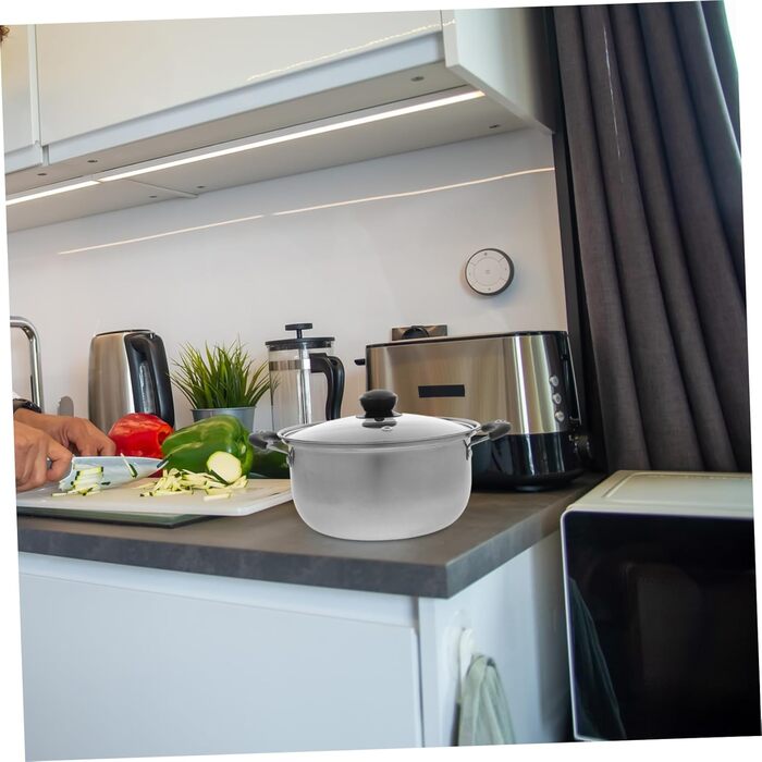 Нержавіюча каструля для приготування супу з товстим дном та вставкою для приготування на пару, сумісна з газовими та електричними плитами