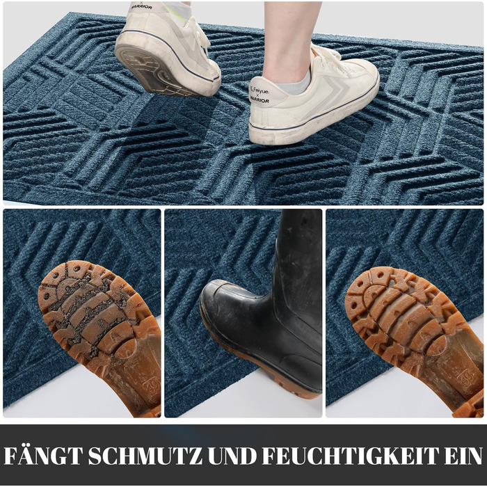 Килимок Yimobra для дому та вулиці: антиковзаючі, миючі, водостійкі (92 x 61 см, блакитний)
