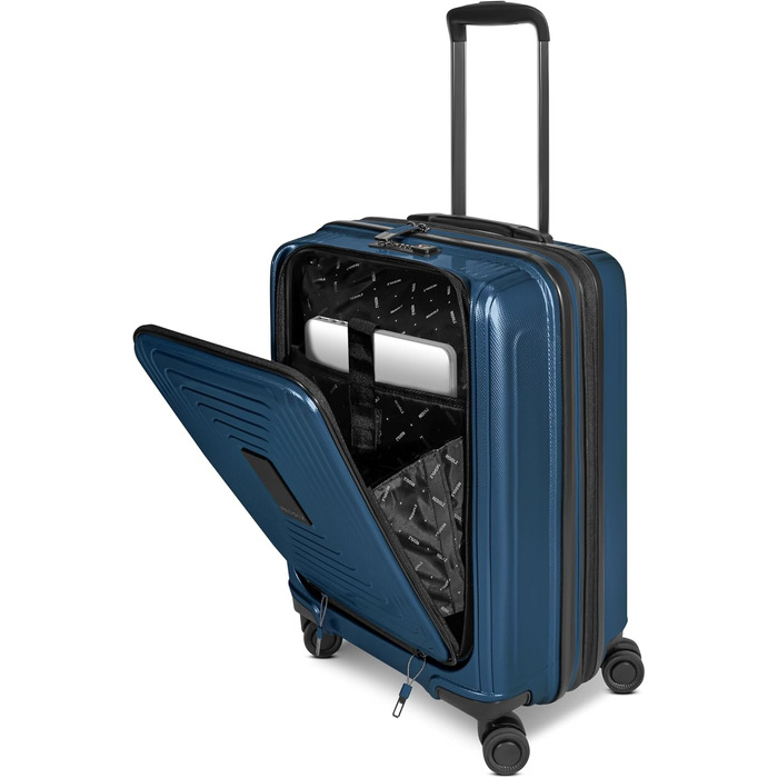 Набір валіз REDOLZ з жорстким корпусом, 4 предмети з косметичкою (Dark Blue Metallic, 2-SET)