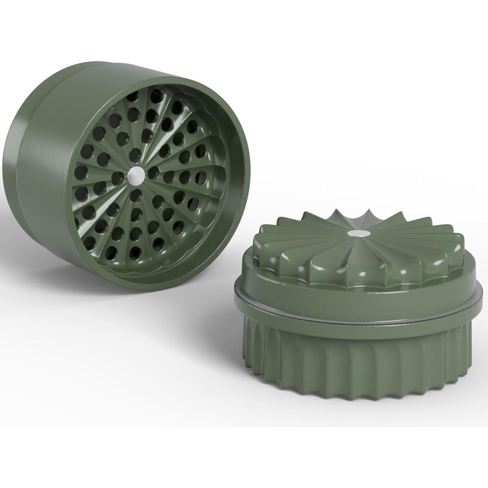 Toothless Herb Grinder Ø 63 mm | Nano-ceramic coated for effortless grinding | 5-piece with built-in storage container in the lid (Green)