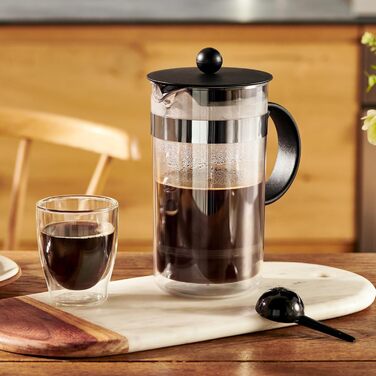 Bodum French Press 1000 мл - френч-прес для приготування кави, чорний, з подвійними стінками, для кемпінгу