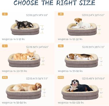 Ортопедичне ліжко для собак та котів, малі породи, сіре. Знімний чохол, 51x48x14 см. М'яке, з високою підтримкою, для цуценят та малих собак.