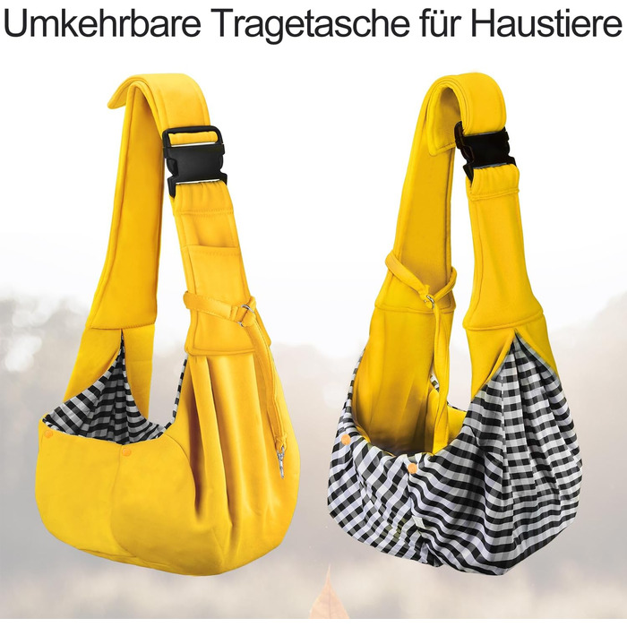 PetLoft Сумка-переноска для собак та котів, реверсивна, регульована, Cross-Body Carrier з підстібкою для нашийника (Жовтий)