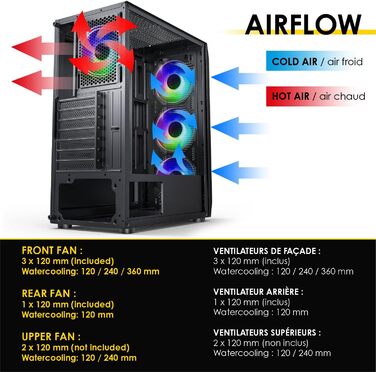 Корпус ПК EMPIRE GAMING Diamond для геймерів, ARGB, середній, ATX, з фасадом з алмазного плексигласу та скляною бічною панеллю, 4 вентилятори 120 мм RGB, (Ruby B)
