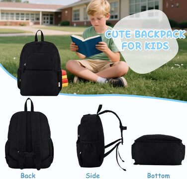 Дитячий рюкзак RAVUO для дівчаток та хлопчиків, шкільний рюкзак з нагрудним ременем, рюкзак для дітей 3-8 років (Чорний)
