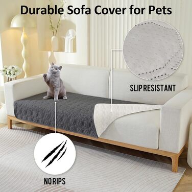 Водонепроникний килимок для собак, 76 x 178 см, великий, миючий, з антиковзним покриттям, м'який, для великих та маленьких собак, захист меблів, сірий