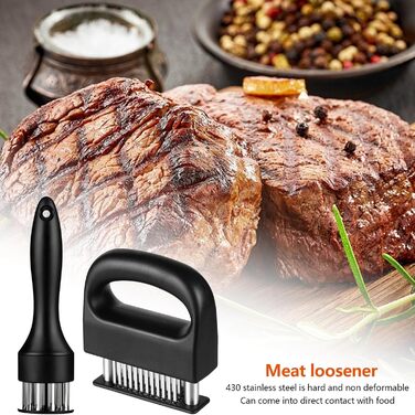 Змінник текстури м'яса 2 шт. з нержавіючої сталі, ніж для відбивання м'яса з 48 та 21 лезом для стейків, курки, свинини, риби, барбекю