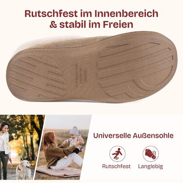 Тапочки домовиті жіночі EverFoams зимові, антиковзні, теплі, з м'якого плюшу та піною з пам'яттю, 38/39 EU, тауп