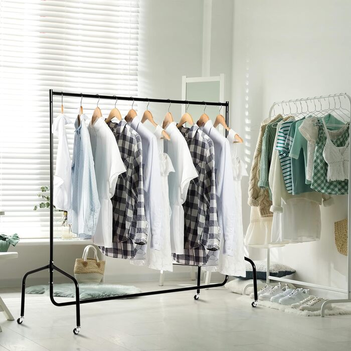 HOMCOM Clothes Rack Clothes Trolley Laundry Rack Rolling Wardrobe Clothes Stand (150 x 60 x 170 cm)