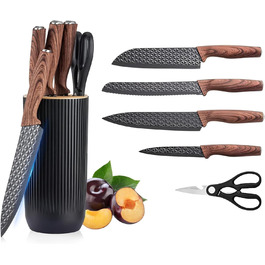 Набір кухонних ножів Justup: 6 предметів, хакі, нержавіюча сталь, професійний, з ергономічними ручками, для кухні