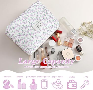 Набір косметичок 3 шт. з квітковим принтом для жінок та дівчат | Косметичка для подорожей та повсякденного використання | Набір косметичок з вишивкою (фіалково-павлинний)