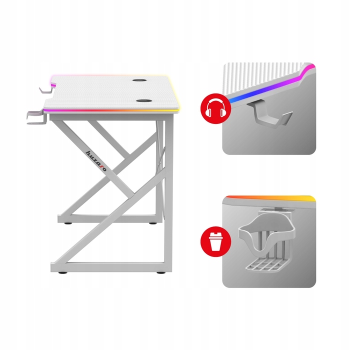 Ігровий стіл Huzaro Hero 1.7 RGB White