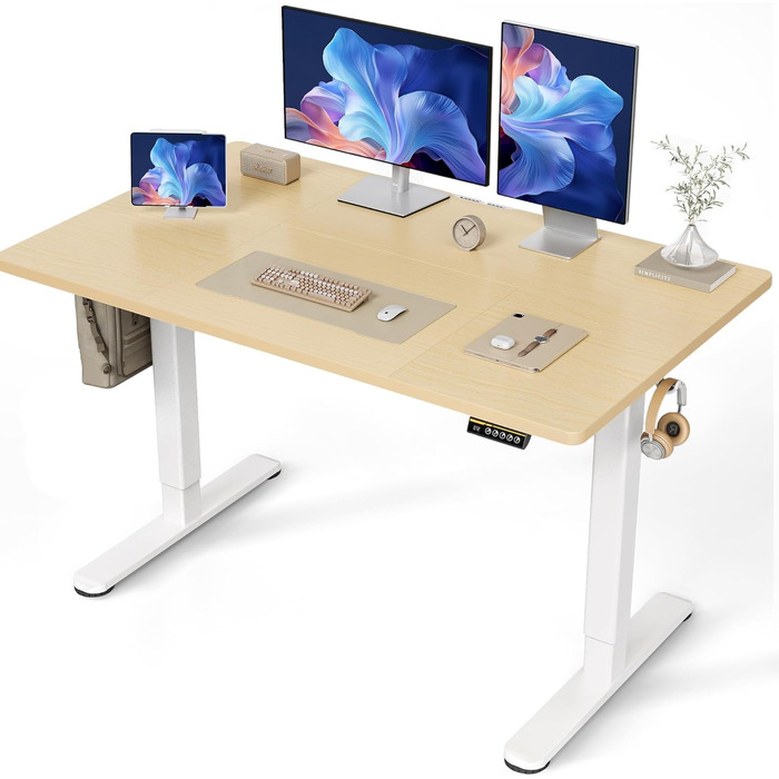 Claiks Electric Height Adjustable Desk 140x70cm - Standing Desk with Cable Management, Memory Function, & Ergonomic Design (FSC® Certified)