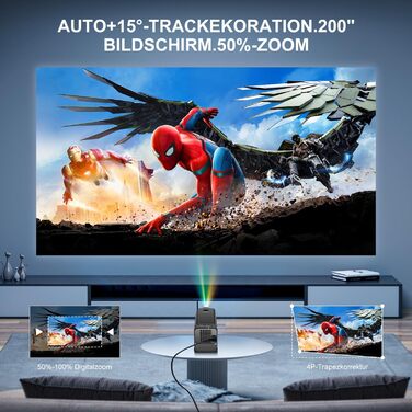 Проектор Sala320max P92Max: 4K, 1080P, WiFi, Bluetooth 5.2, Android 13, Netflix, YouTube, Prime Video, Автофокус