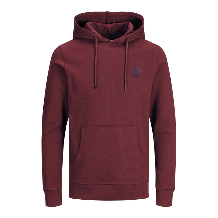 Чоловічий худі з капюшоном JACK & JONES Jjebasic ogo Sweat Hood Noos, червоний (Port Royale), розмір 3XL