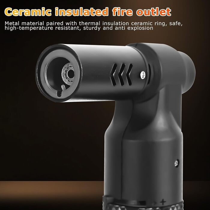 Заправляне бутанове запальничка Jet, регульоване полум'я, ветростійке, кухонний пальник, подарунок для чоловіків, гриль, кемпінг, кухня (бутан-газ не входить) Чорний