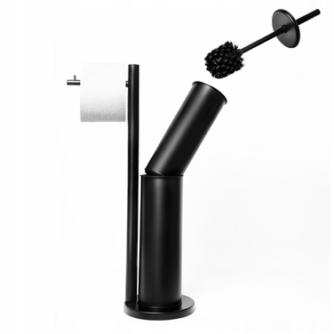 Тримач для туалетного паперу з підставкою для йоржика, чорний лофт, YOKA