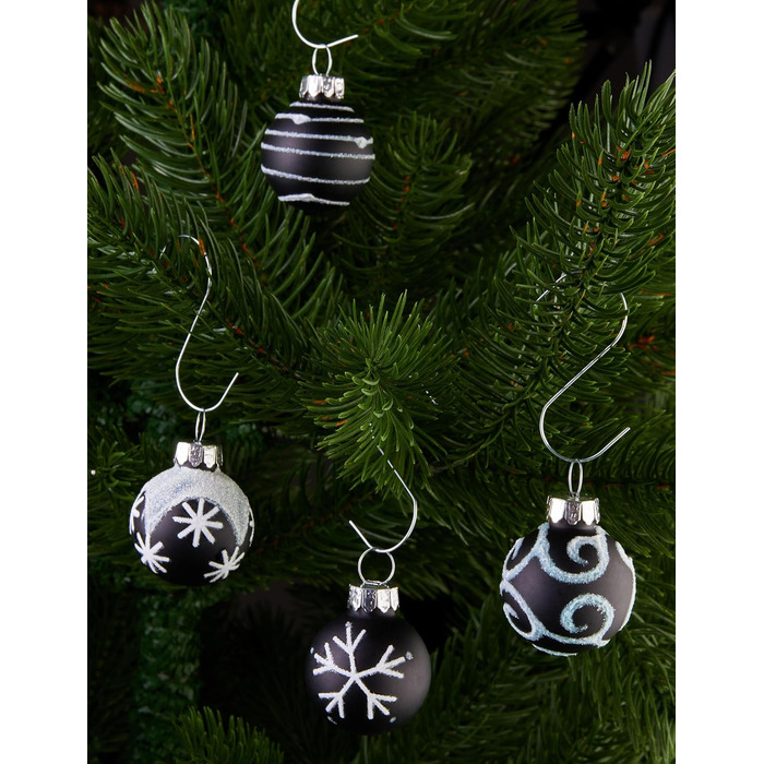 Набір прикрас на ялинку BRUBAKER 36 шт. - скляні кулі 3 см, ручної роботи, чорні