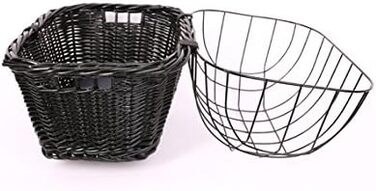 Корзина для велосипеда Tigana з прутів (44 x 34 см) для багажника, чорна, з подушкою