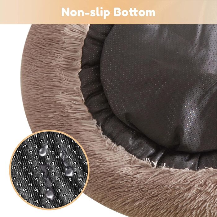 Western Home Dog Bed Run, Fluffy Cat Bed, Dog Cushion for Small Dogs, Washable Dog Bed, Dog Basket, Cat Basket for Sleeping 60 cm, Brown