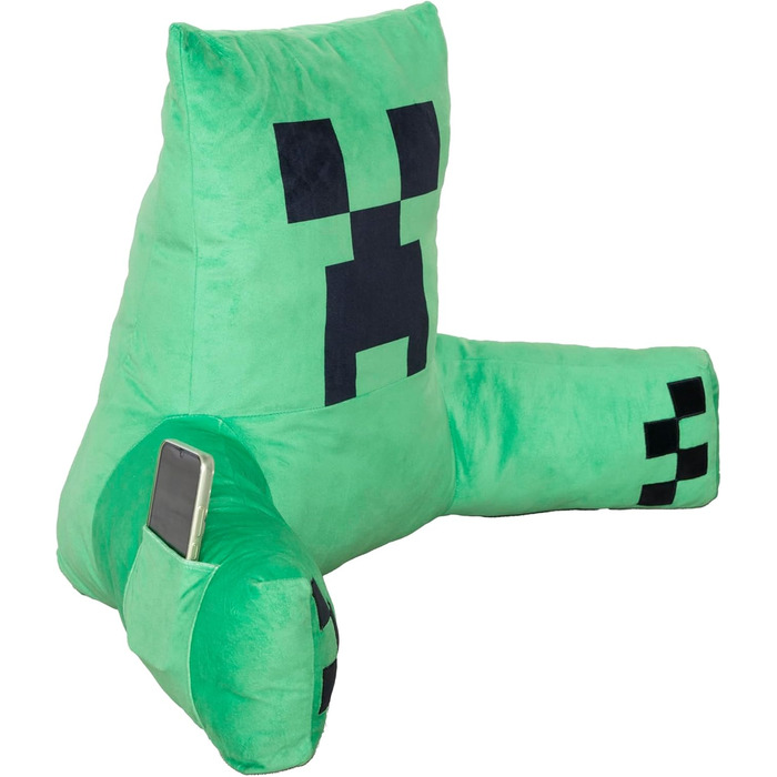 Подушка для читання Minecraft Creeper, оксамитова, з наповнювачем, із підлокітниками, зелена, Phoenix Group AG
