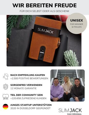 Slimjack Smart Wallet: чоловічий гаманець з RFID-захистом, алюмінієвий картхолдер та відділенням для монет (світло-коричневий)
