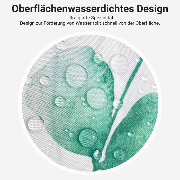 Штора для ванної кімнати 240x200 см, квіти, антигрибкова, водовідштовхувальна, поліестер, з кільцями для душу (М'ятний)