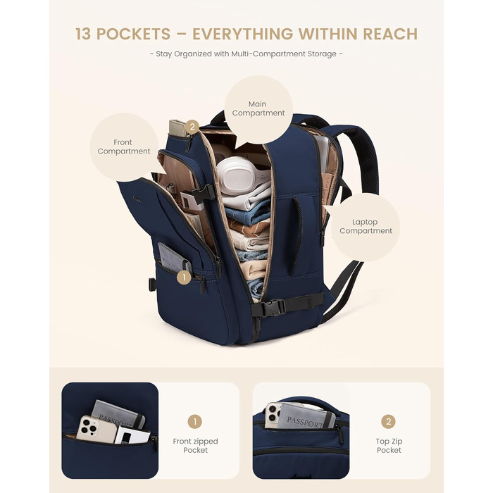 LOVEVOOK Рюкзак для ручної поклажі, 30L, чоловічий, для ноутбука 15.6