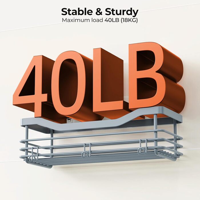 Набір душових корзинок Orimade з 5 гачками, 3 шт. (чорний, сірий) - без свердління, нержавіюча сталь SUS304