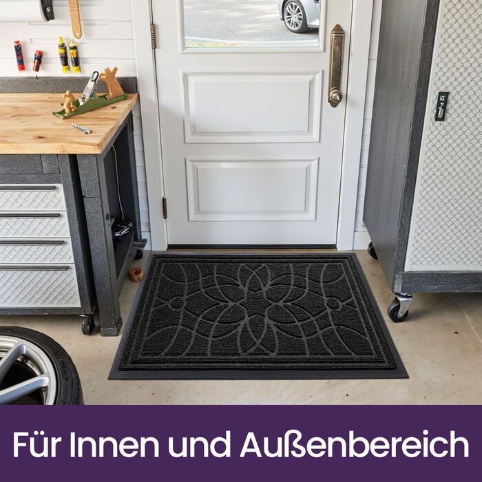 Килимок для дому та вулиці DEXI, 90 x 150 см, чорний, антиковзаючі, миється, для входу, балкону, тераси