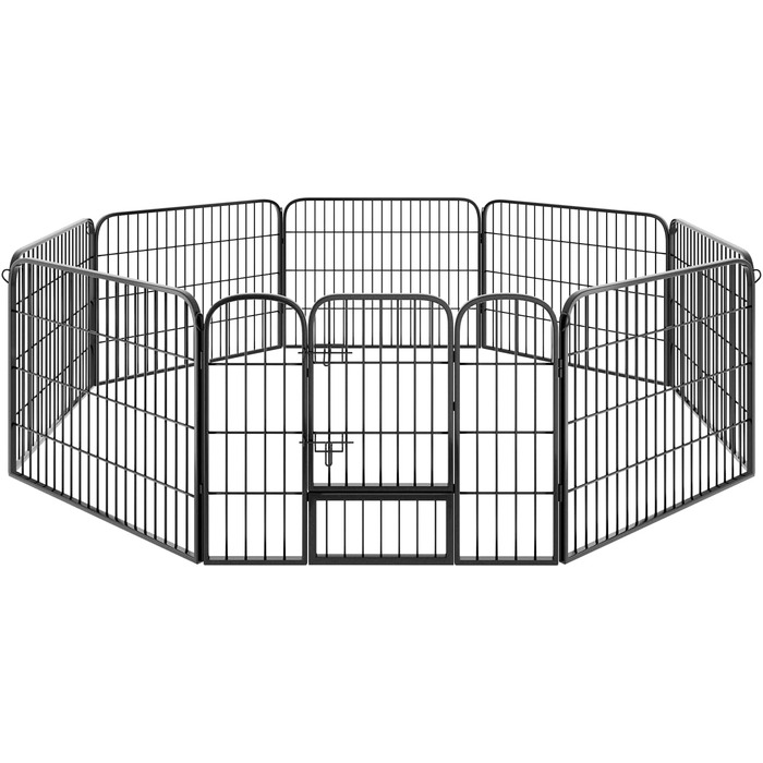 Турнік для цуценят Tectake 60 см, 8 гратуарів, переносний вольєр для тварин, вольєр для собак, котів, кроликів, морських свинок, для дрібних тварин - чорний 402502