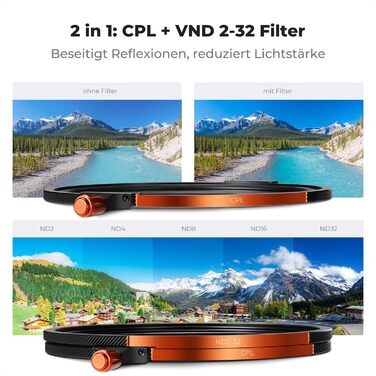 Набір фільтрів K&F Concept 67mm: поляризаційний (CPL), ND2-ND32, Black Mist 1/4 з магнітним адаптером та кришкою об'єктива, чохол